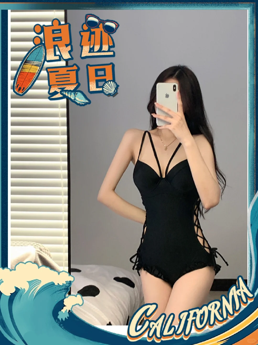 连体泳衣粉色保守度假温泉泳装