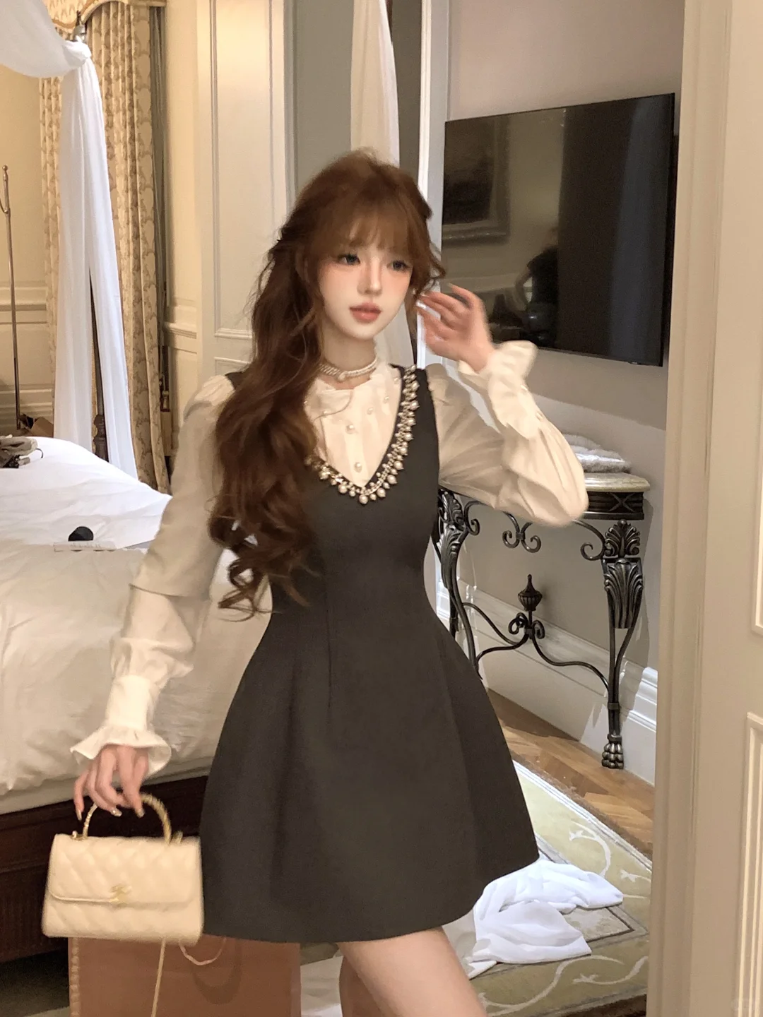 啊啊啊 好久没有穿到这么千金的显瘦A字裙了