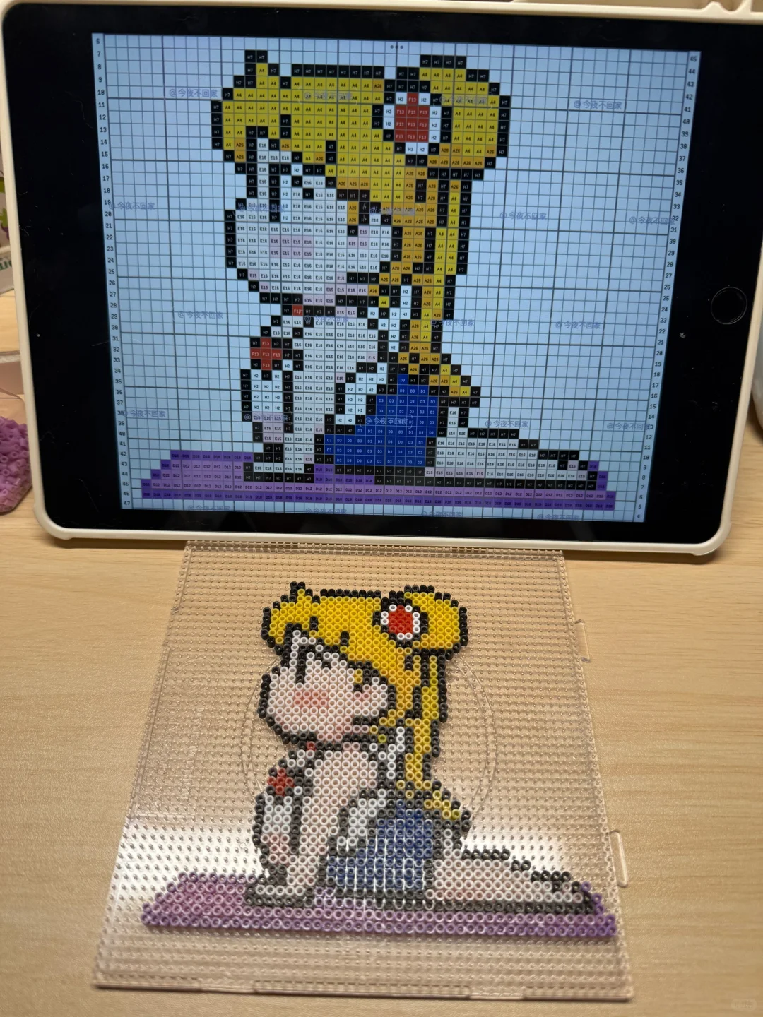 拼豆｜美少女战士瑜伽版（附色号）