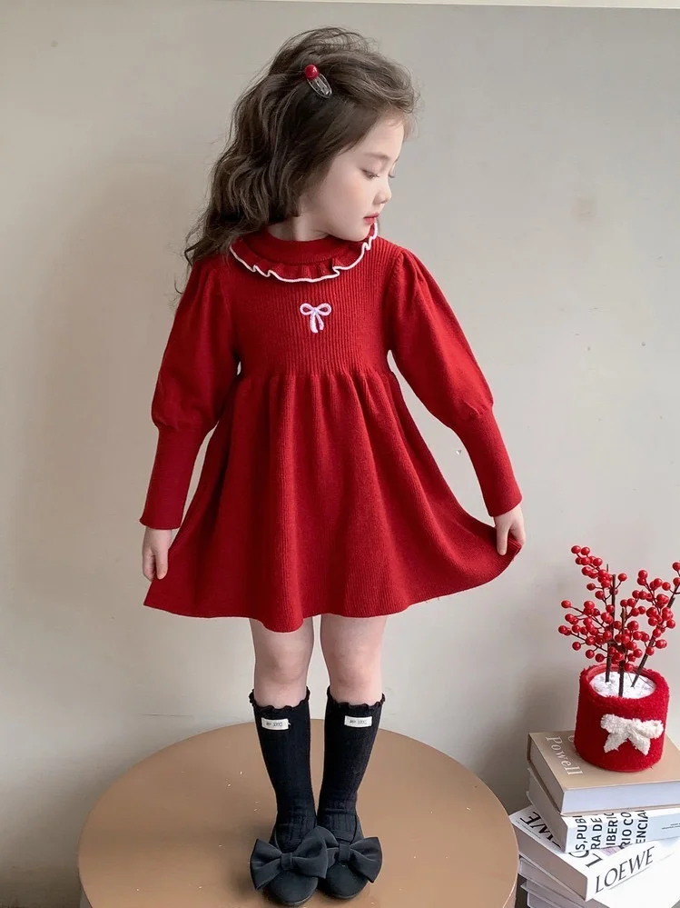 🎀圣诞红针织裙！女宝穿成小公主啦～