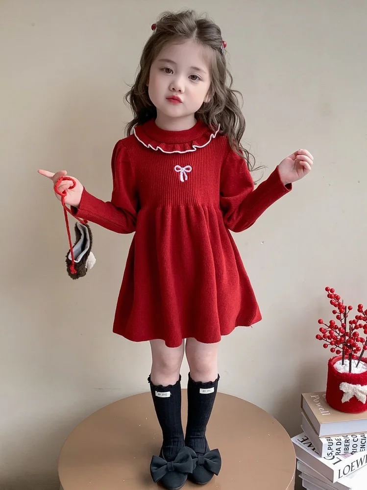 🎀圣诞红针织裙！女宝穿成小公主啦～