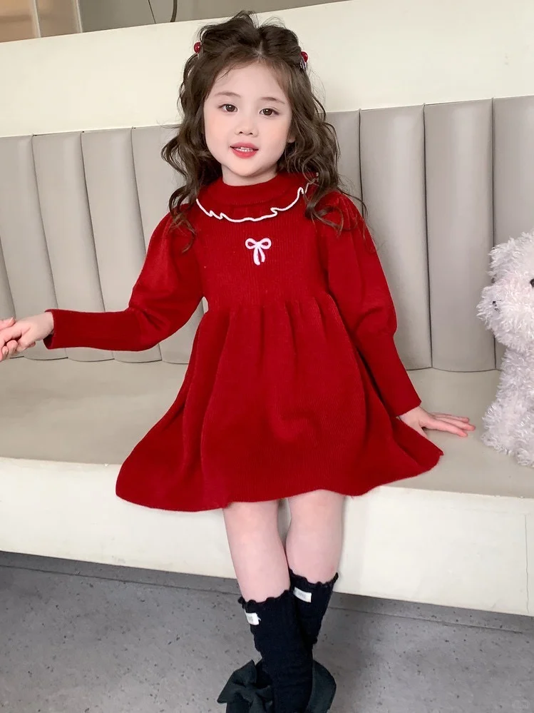 🎀圣诞红针织裙！女宝穿成小公主啦～