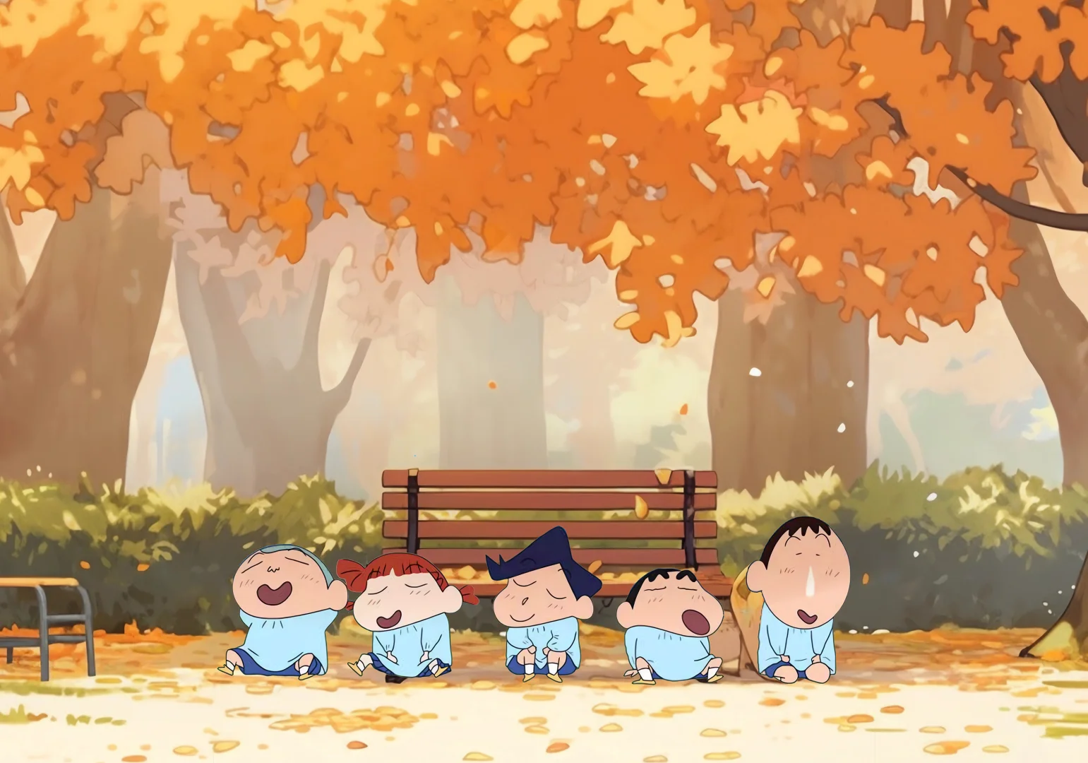 蜡笔小新iPad壁纸｜秋天的落叶🍂