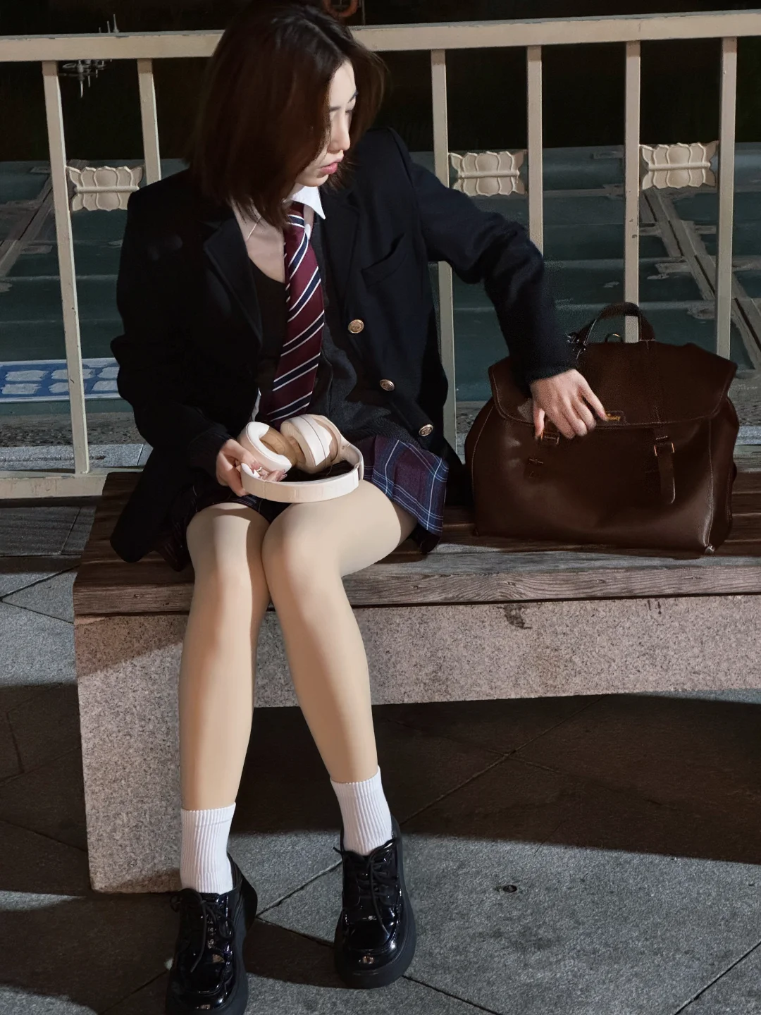 夜间JK制服拍照📸