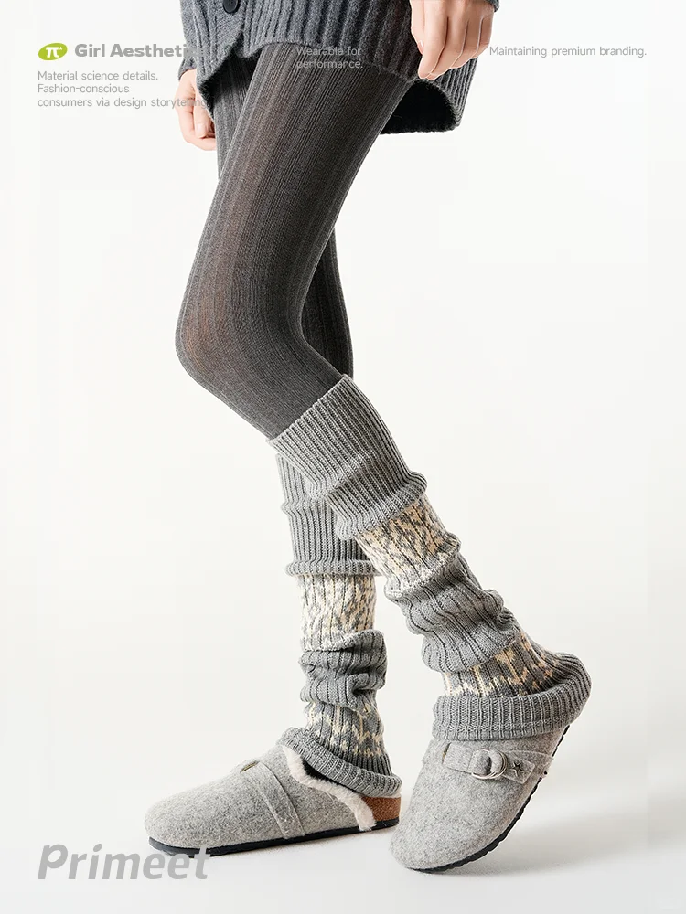 格雷系少女穿搭！费尔岛袜套＋丝袜鲨疯了~