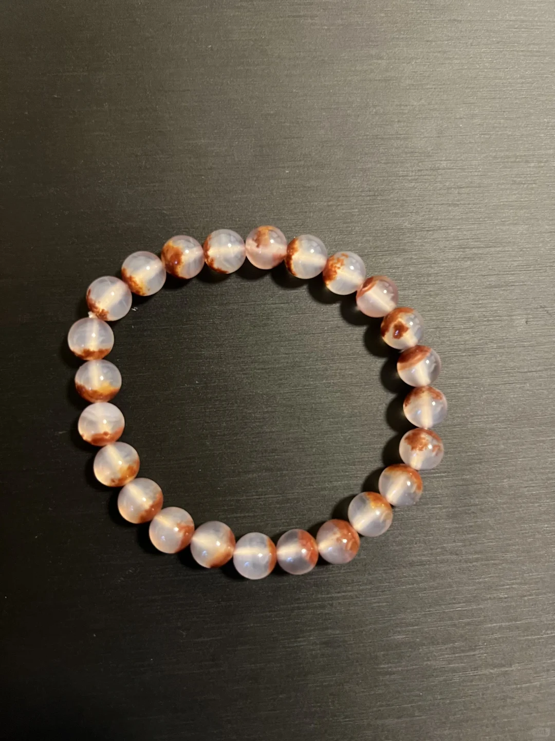 天然红砂半盆冰透底玛瑙手串