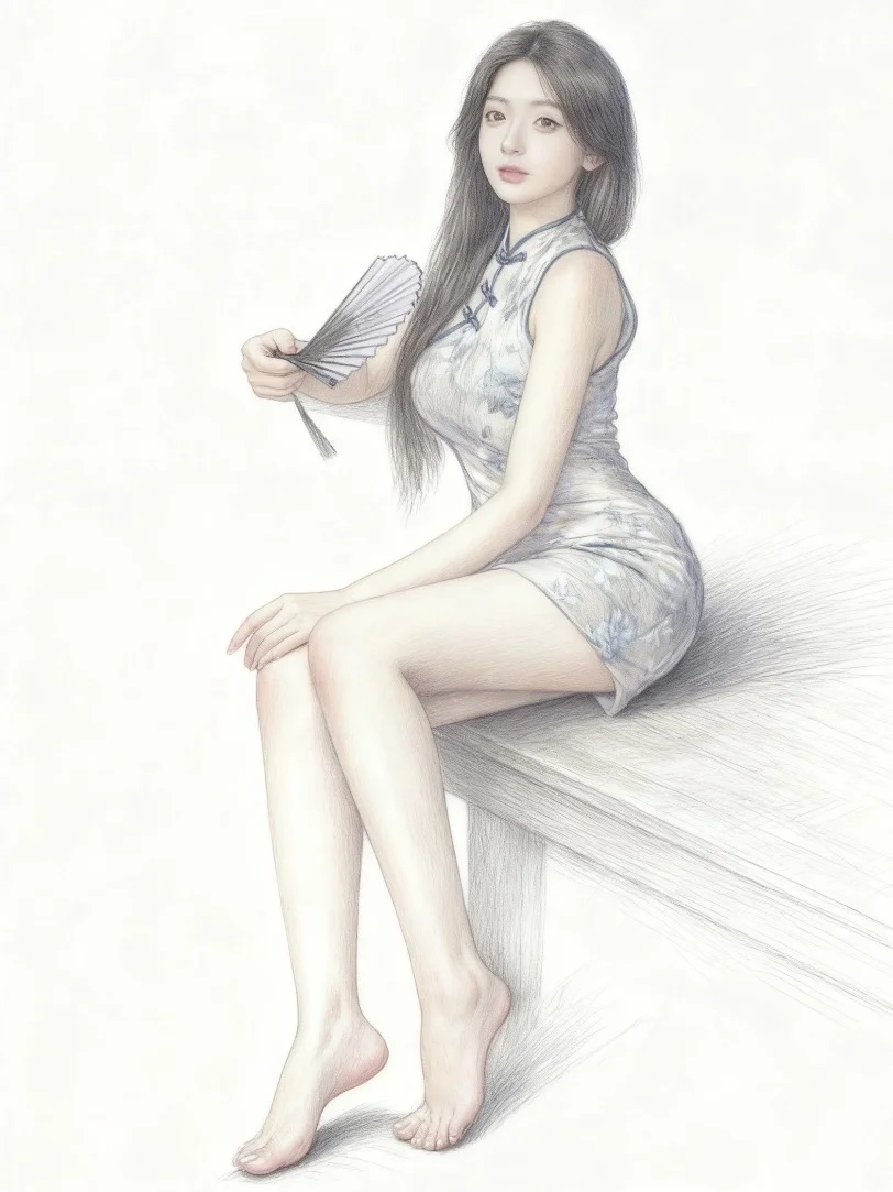 用一支铅笔勾勒出旗袍佳人的细腻风情