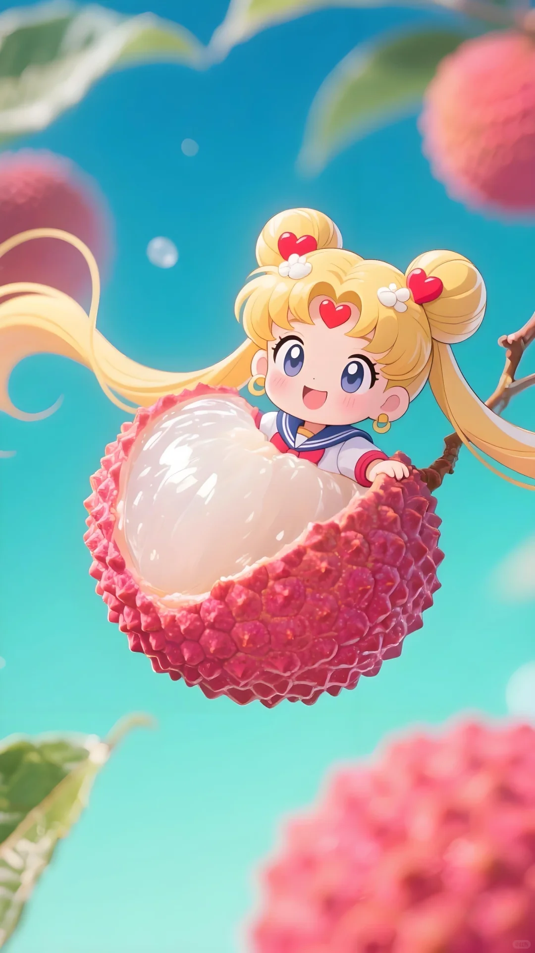 美少女遇荔枝，夏日萌趣至