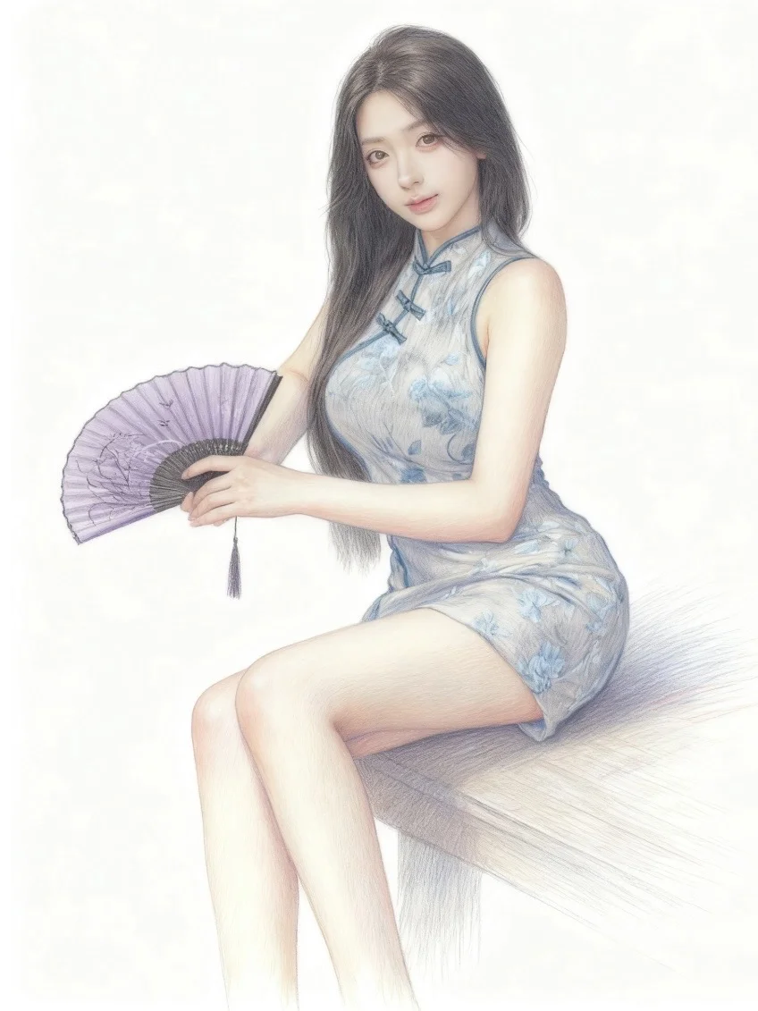 用一支铅笔勾勒出旗袍佳人的细腻风情