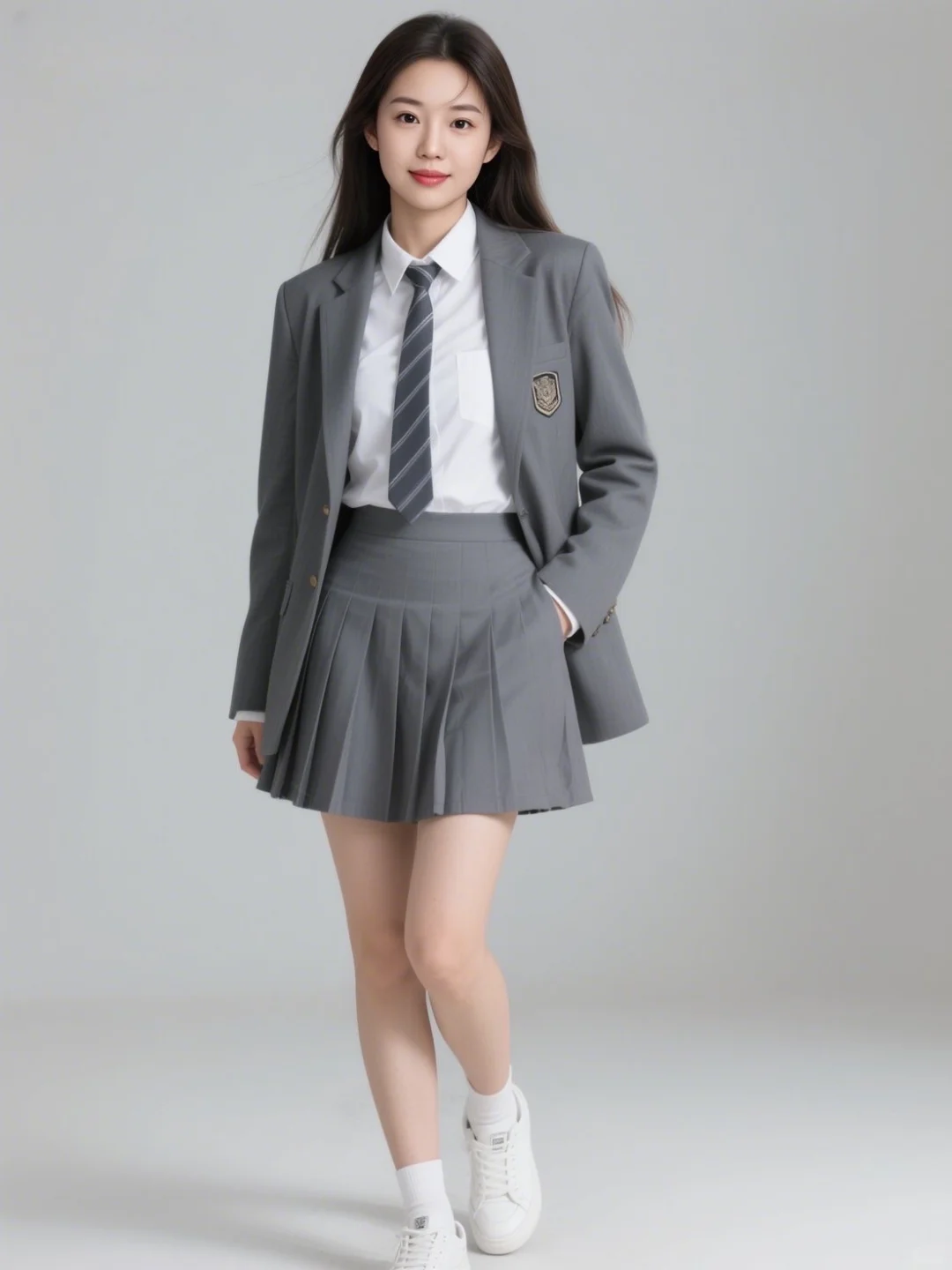 谁懂啊！这套灰西装JK直接把青春感焊在身上