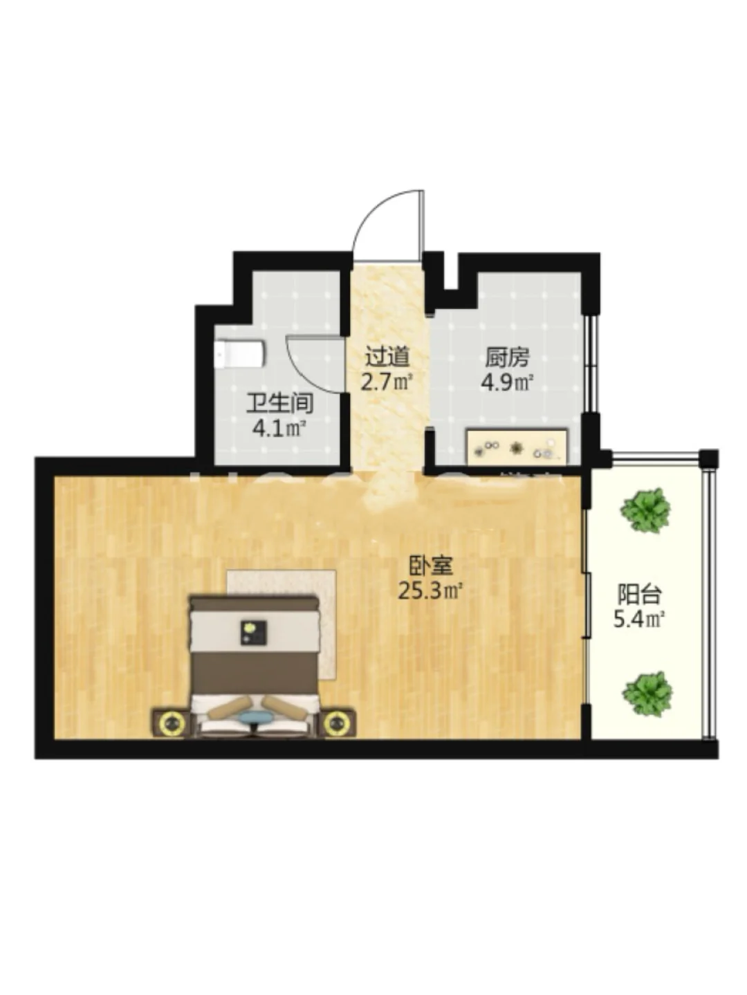 昆明官渡|25万买53平1室1厅，还通天然气哦！