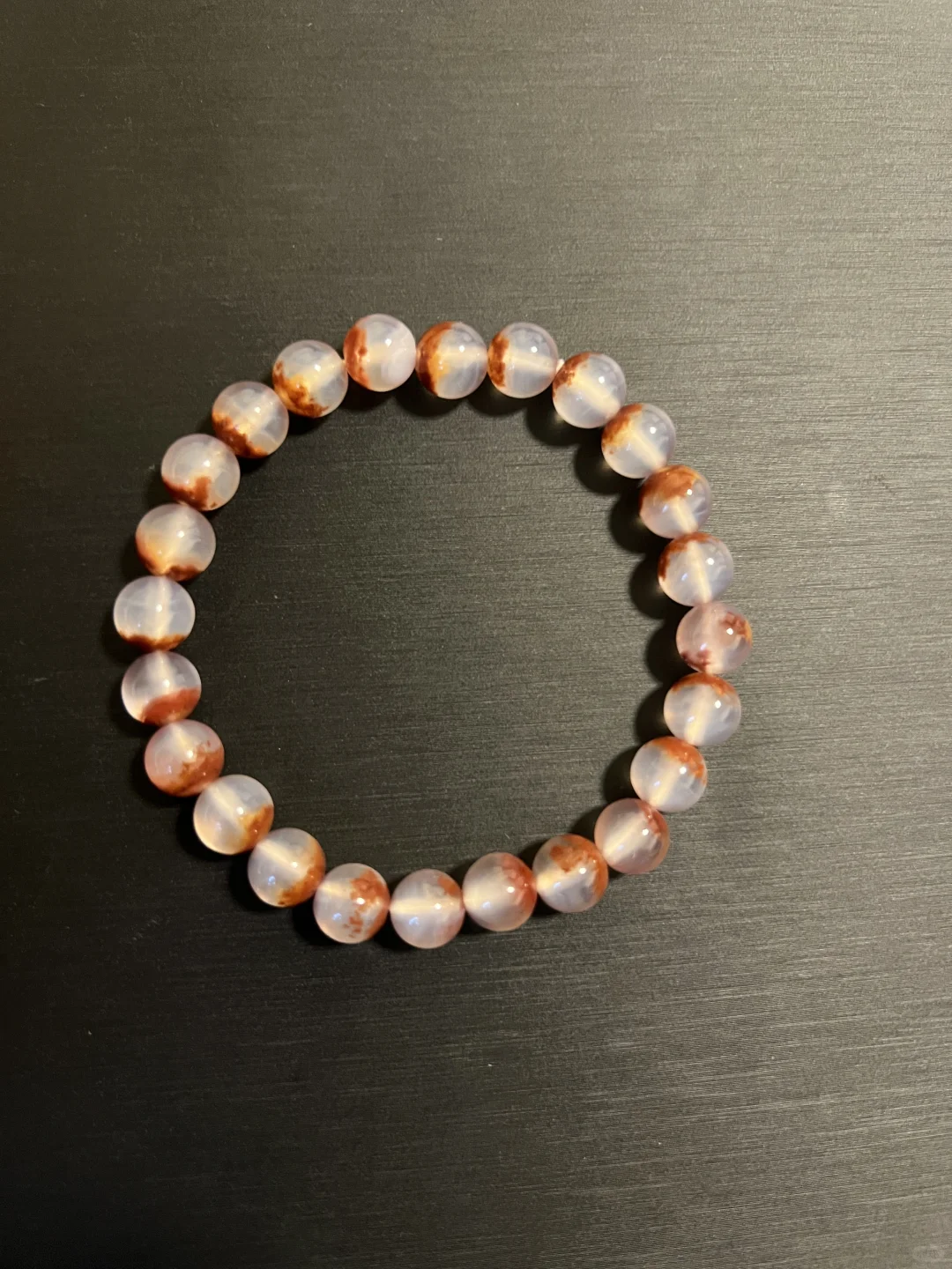 天然红砂半盆冰透底玛瑙手串