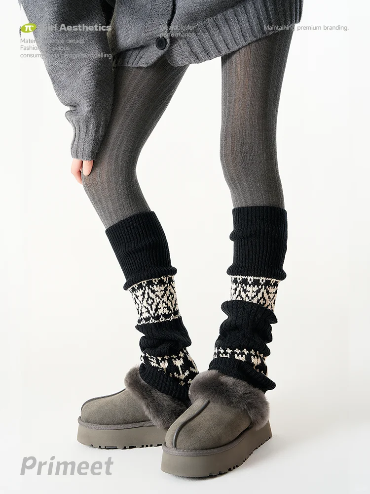 格雷系少女穿搭！费尔岛袜套＋丝袜鲨疯了~