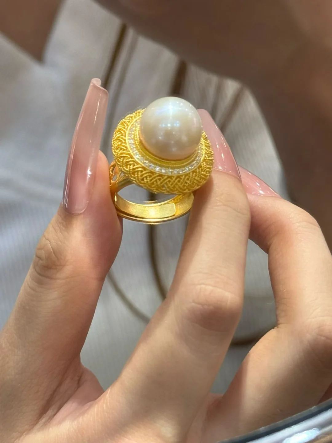 天然珍珠戒指13克[爱心]
