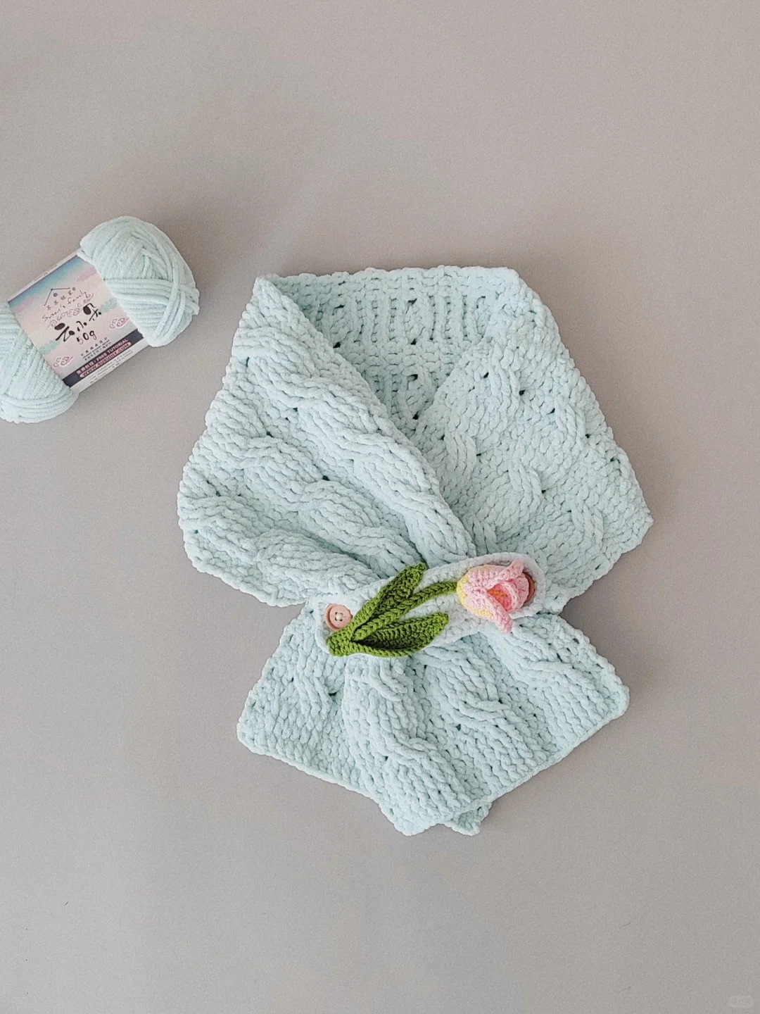 🧣「初雪郁金香」🌷保暖围巾/附图解