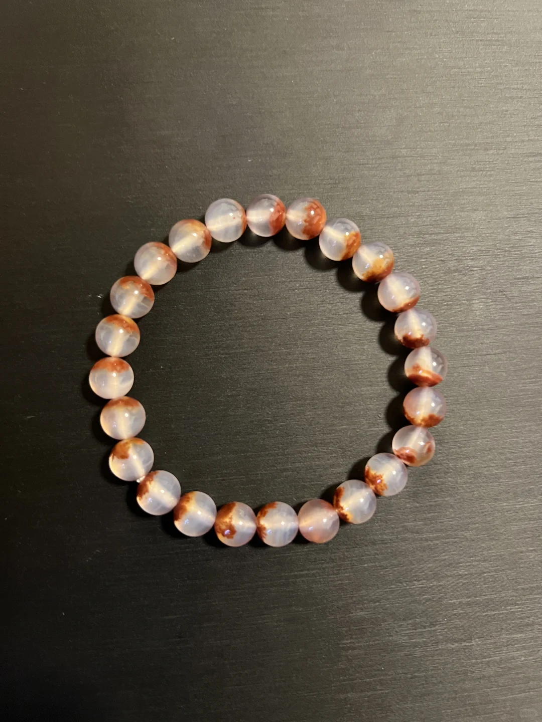 天然红砂半盆冰透底玛瑙手串