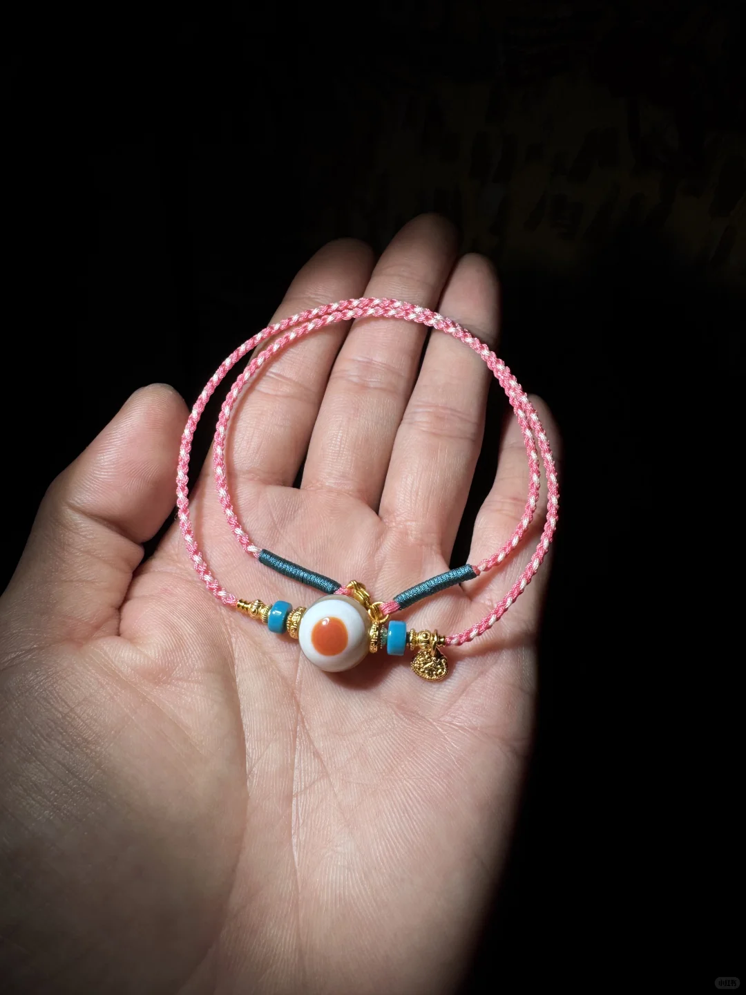 一款配色很提气的玛瑙板珠橘色板眼女士项链