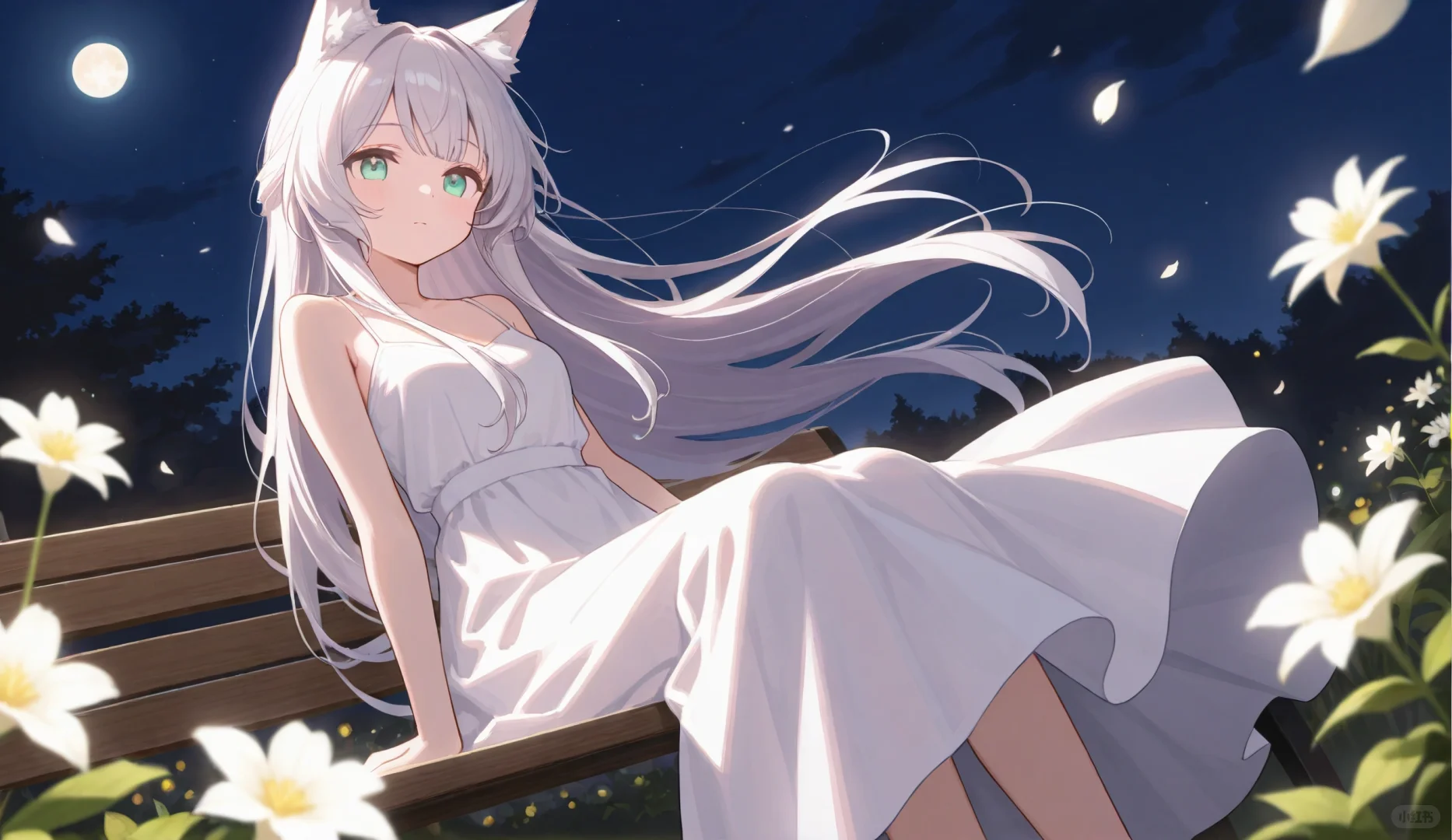 月色下的美少女