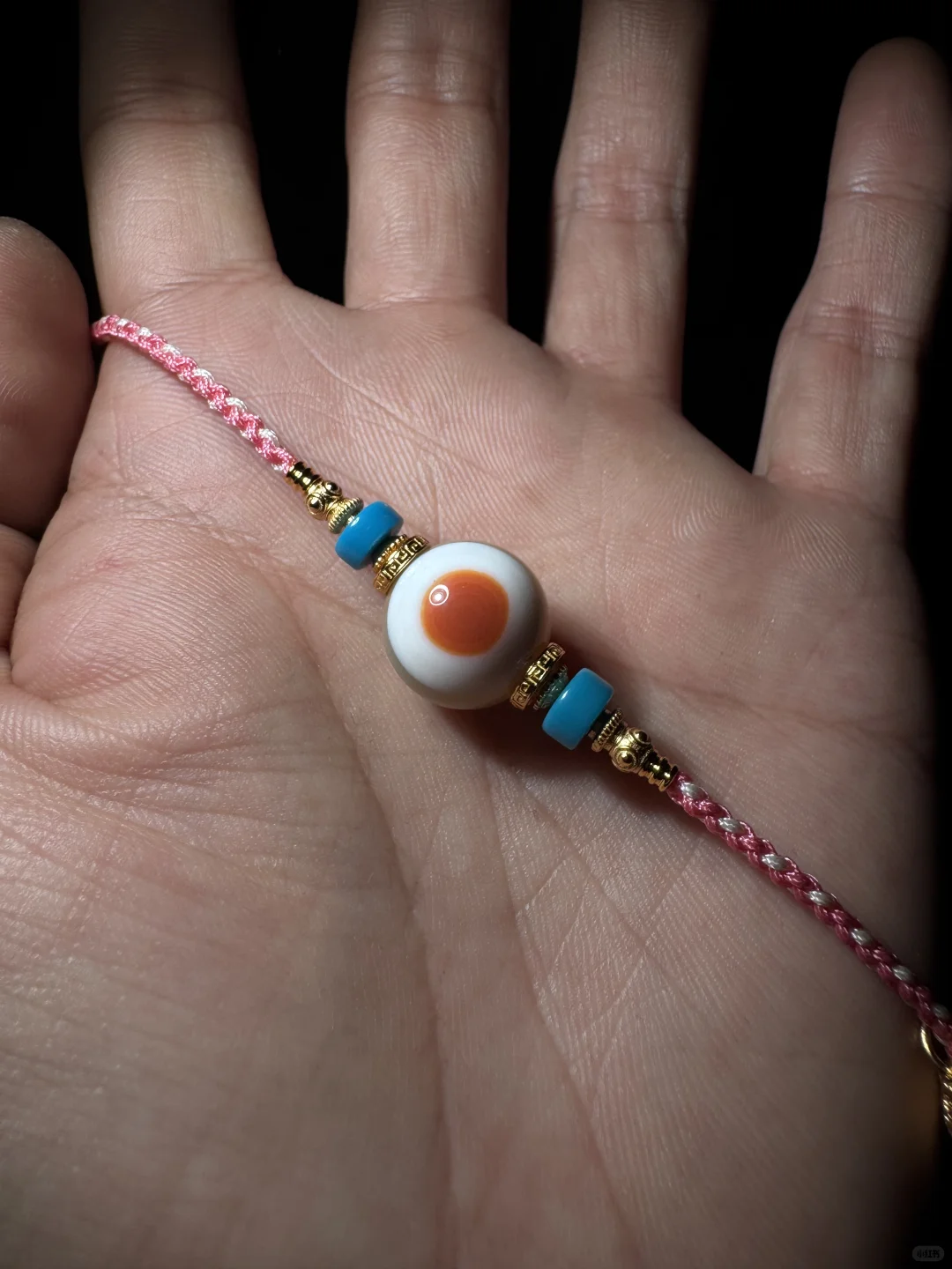 一款配色很提气的玛瑙板珠橘色板眼女士项链