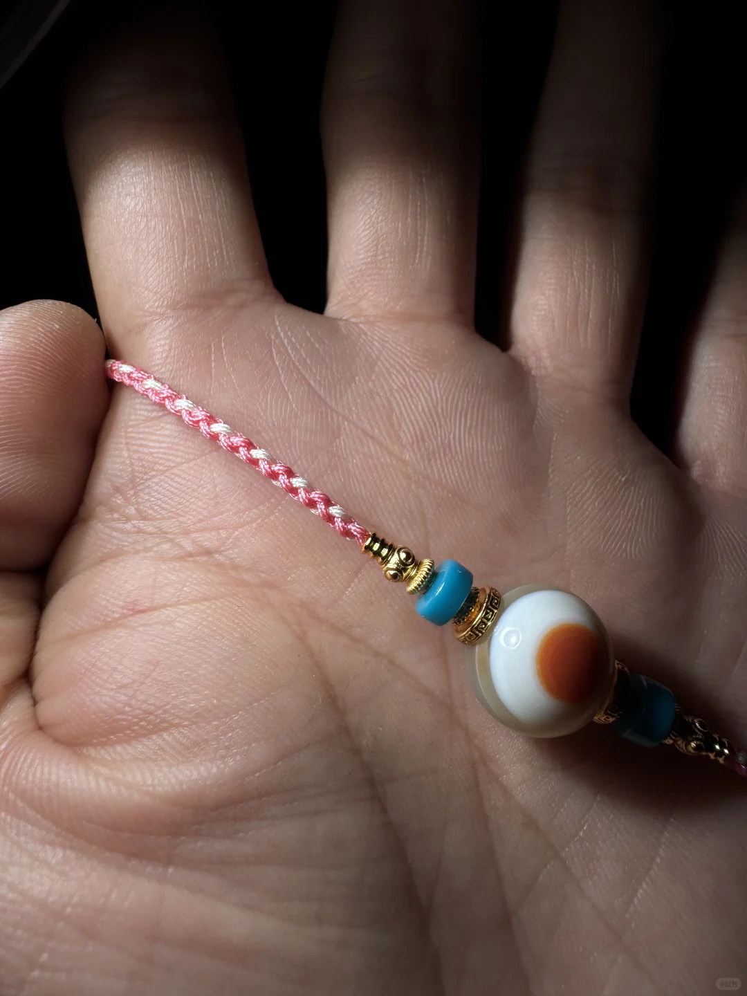 一款配色很提气的玛瑙板珠橘色板眼女士项链