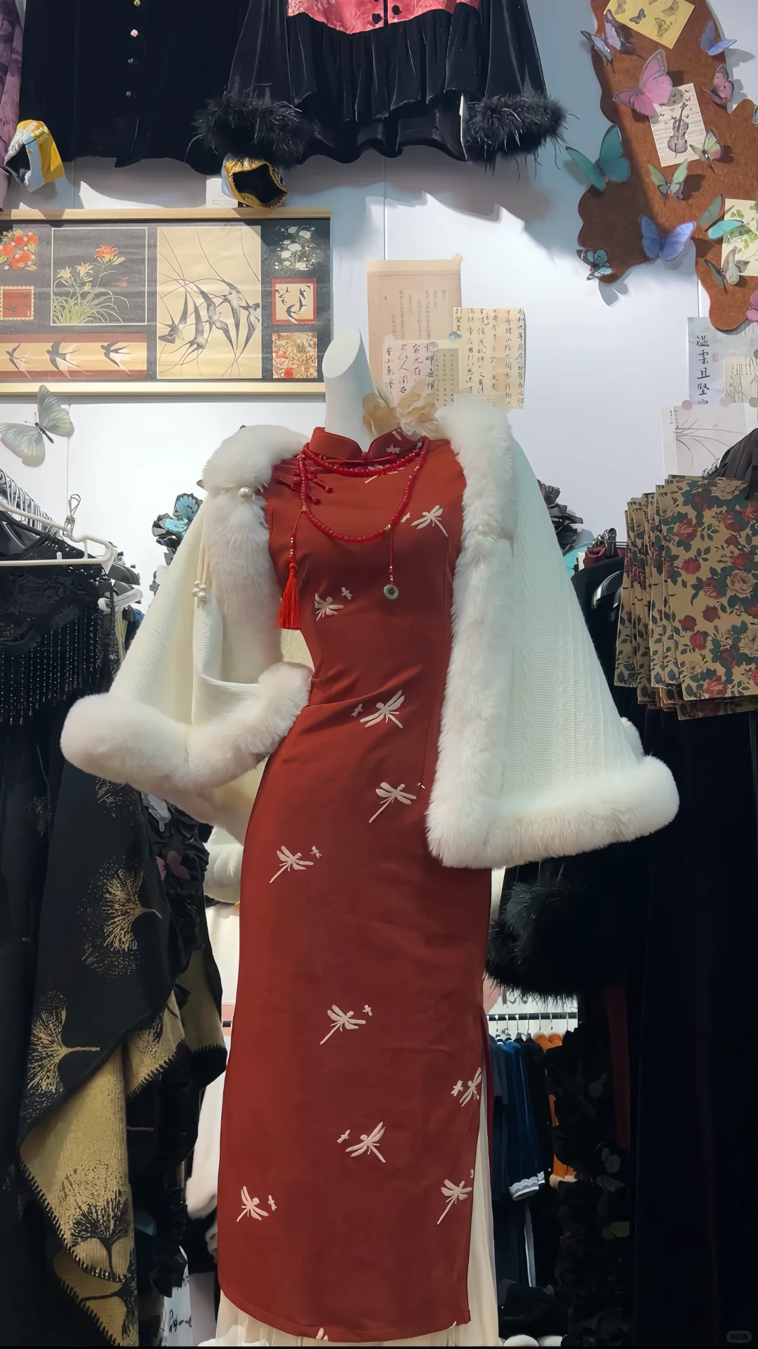 新中式｜旗袍、红色旗袍、冬季穿搭❤️
