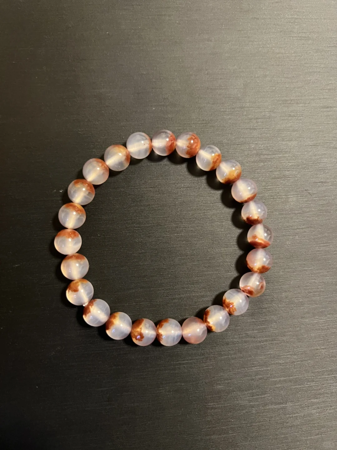 天然红砂半盆冰透底玛瑙手串