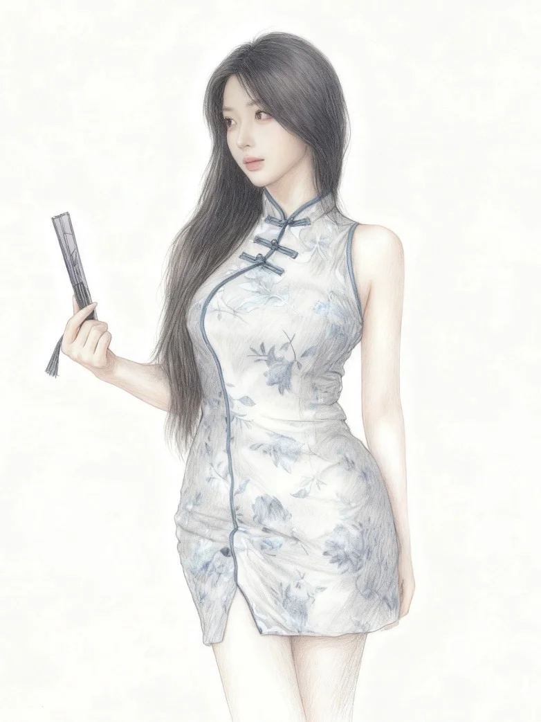 用一支铅笔勾勒出旗袍佳人的细腻风情