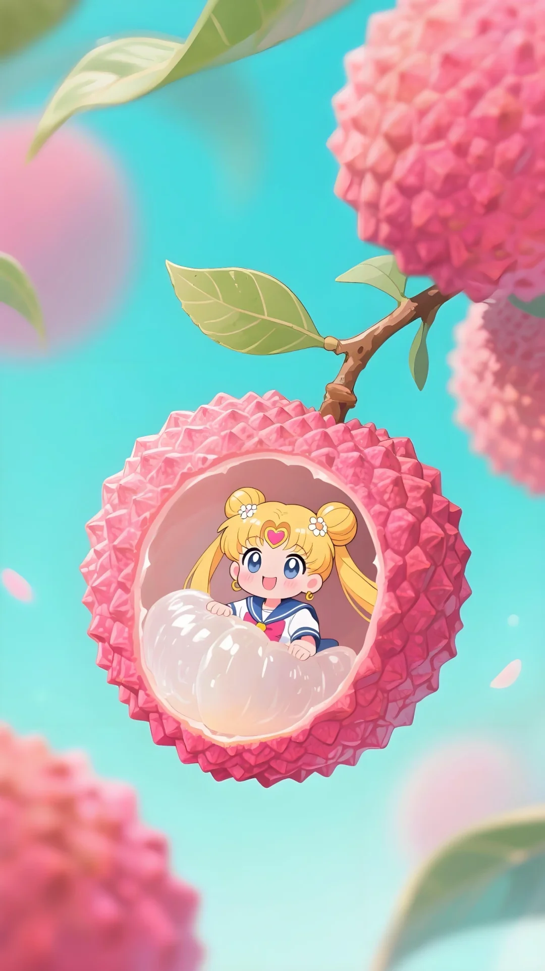 美少女遇荔枝，夏日萌趣至