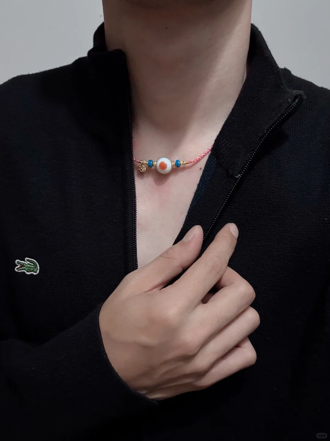 一款配色很提气的玛瑙板珠橘色板眼女士项链