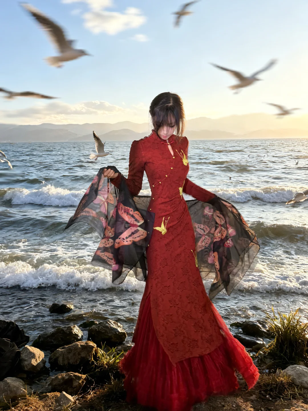 金丝红蝶🪭明媚感旗袍🌺我们大女人该穿的