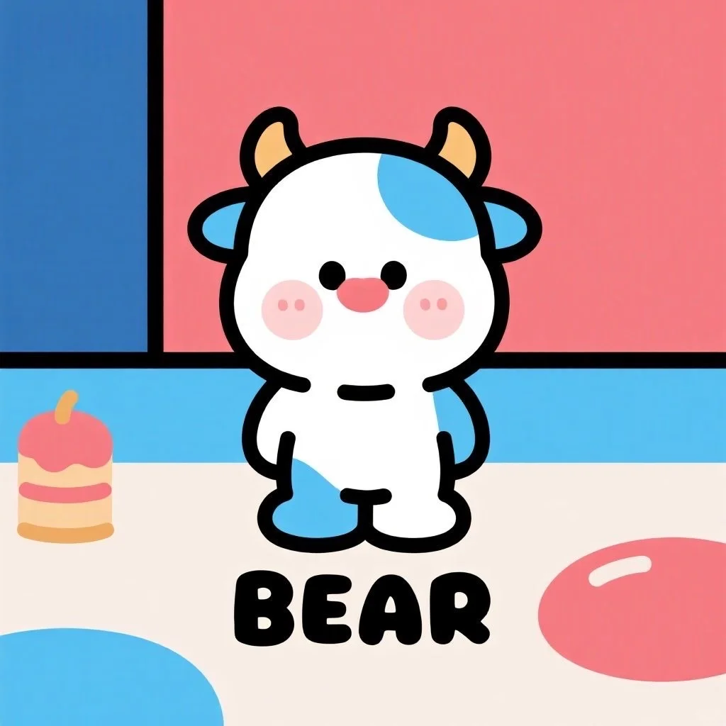 卡通小牛插画，卡通插画，手机壁纸，卡通小牛