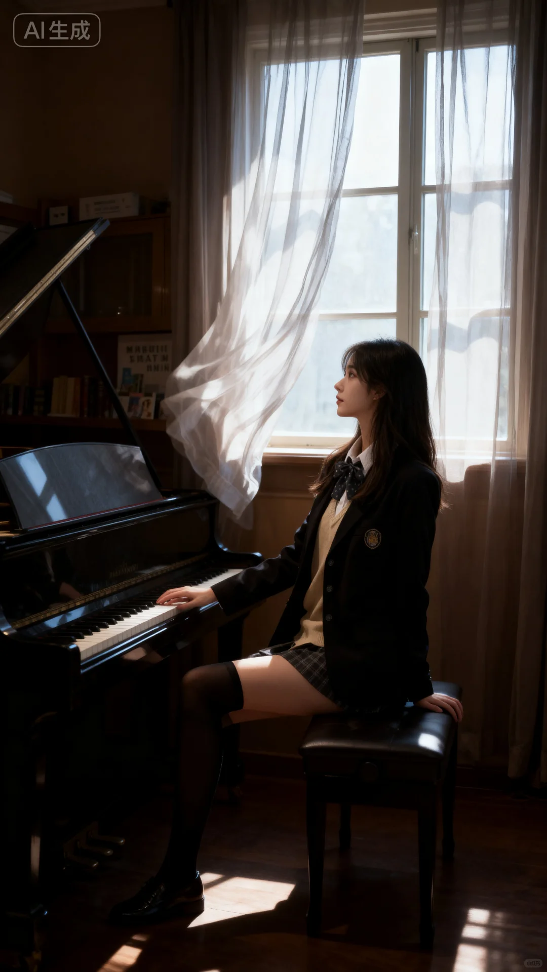 在钢琴教室拍 jk 照，氛围也是绝了