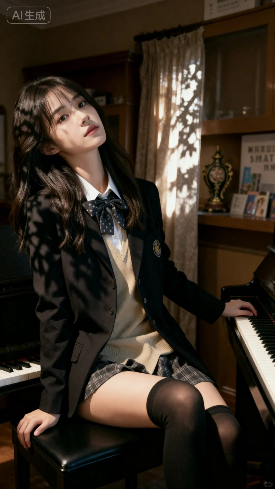 在钢琴教室拍 jk 照，氛围也是绝了