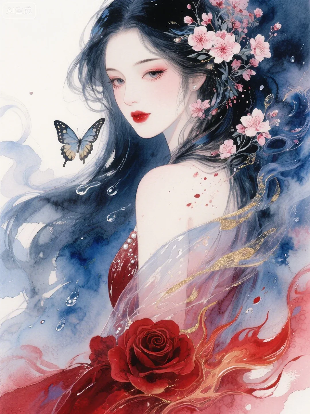 图星人AI水彩绝色｜妖媚仙女美到窒息！🎨