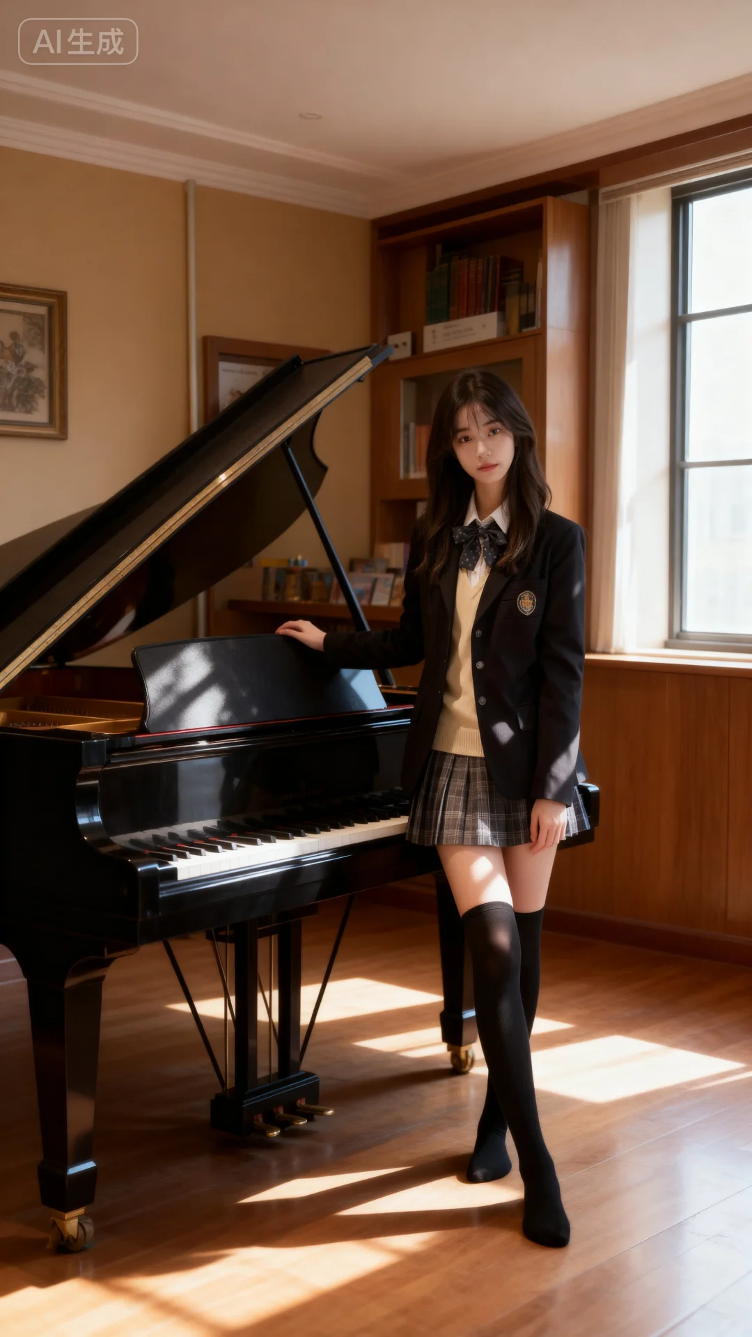 在钢琴教室拍 jk 照，氛围也是绝了