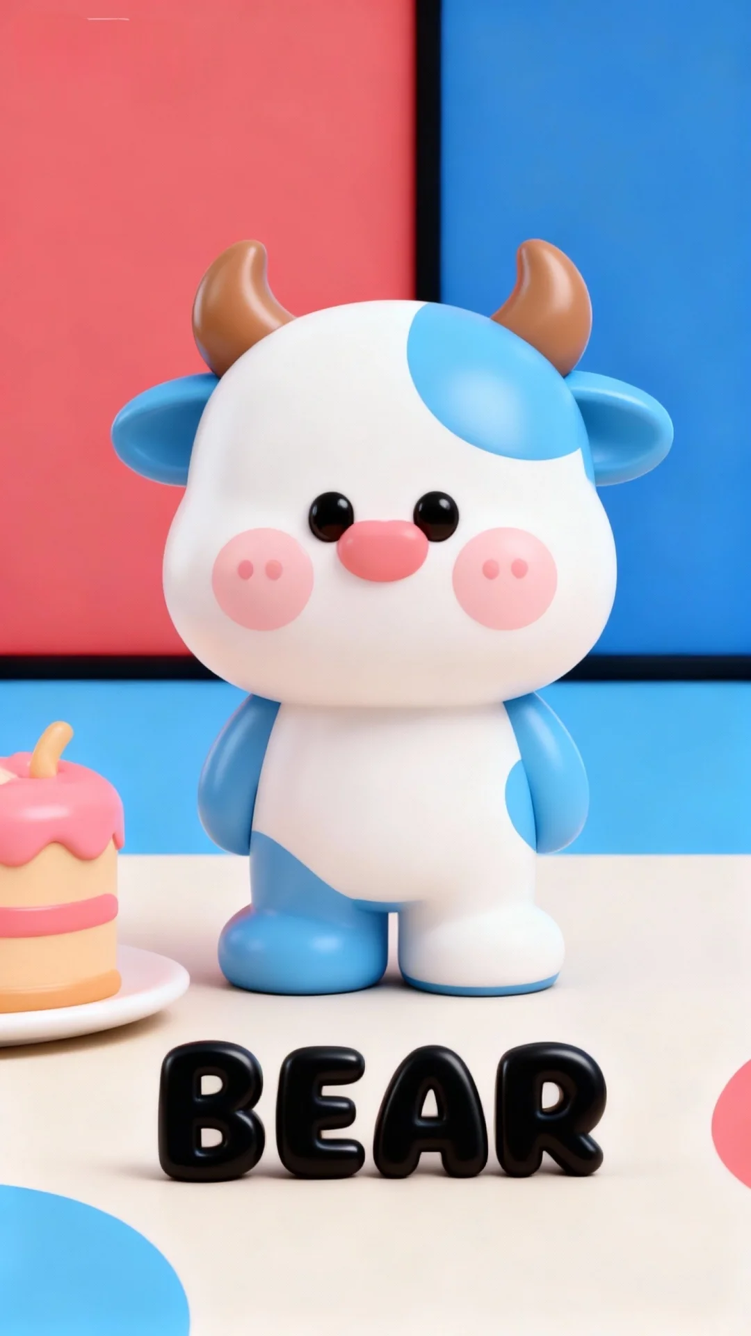 卡通小牛插画，卡通插画，手机壁纸，卡通小牛