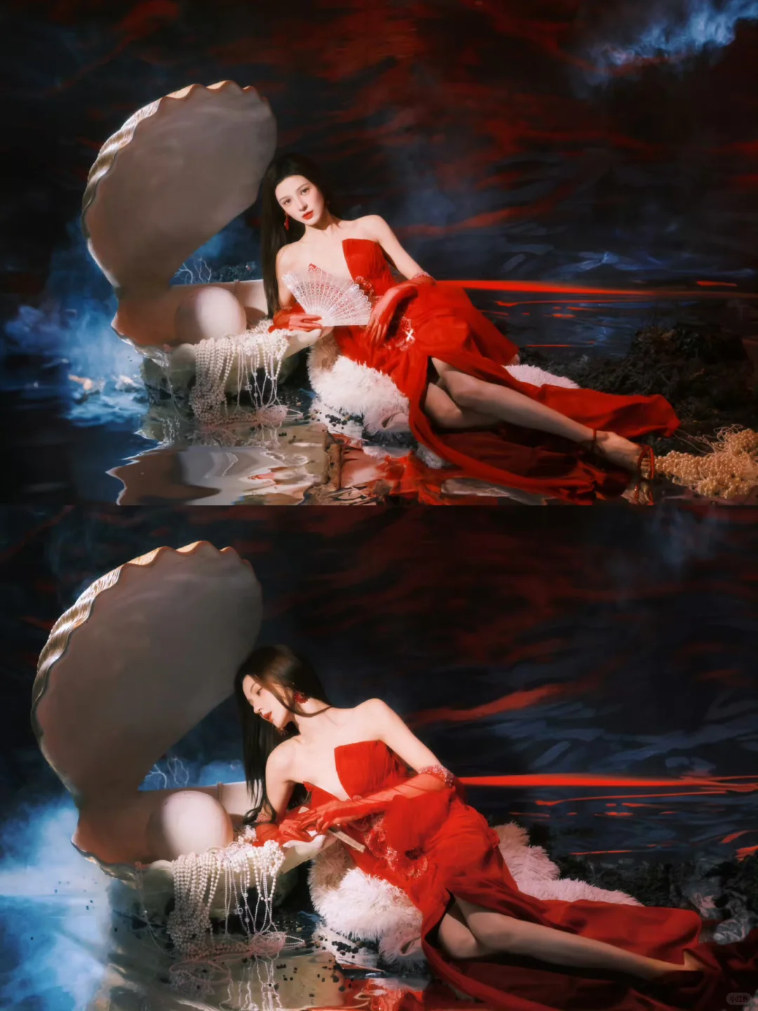 张予曦ELLE风尚大典造型，红得很鬼魅妖艳