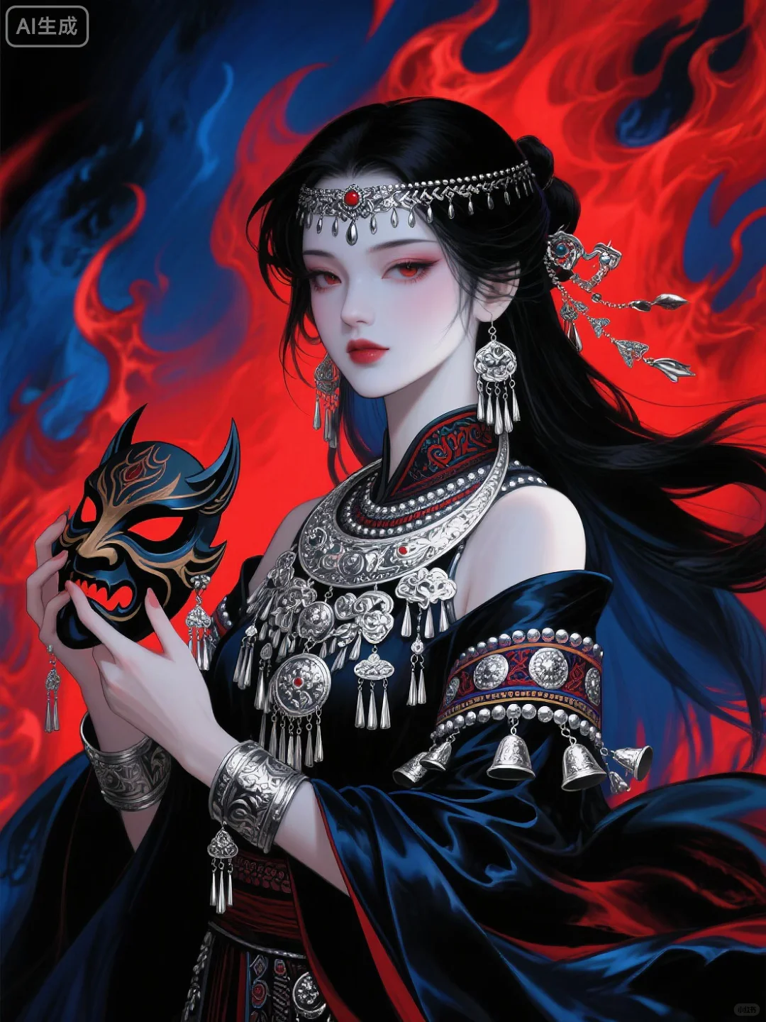 图星人AI封神之作｜圣洁樱花神女VS妖艳苗疆