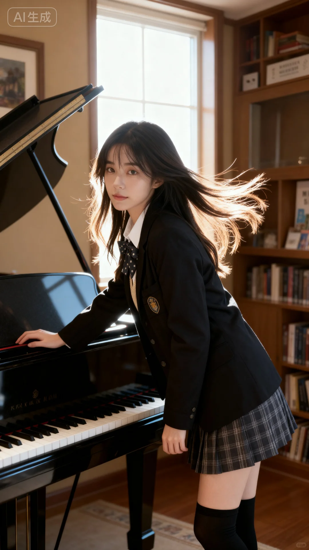 在钢琴教室拍 jk 照，氛围也是绝了