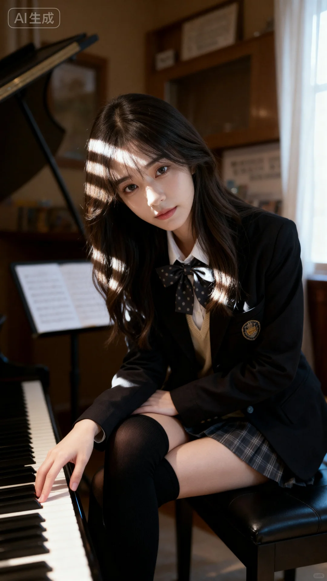 在钢琴教室拍 jk 照，氛围也是绝了