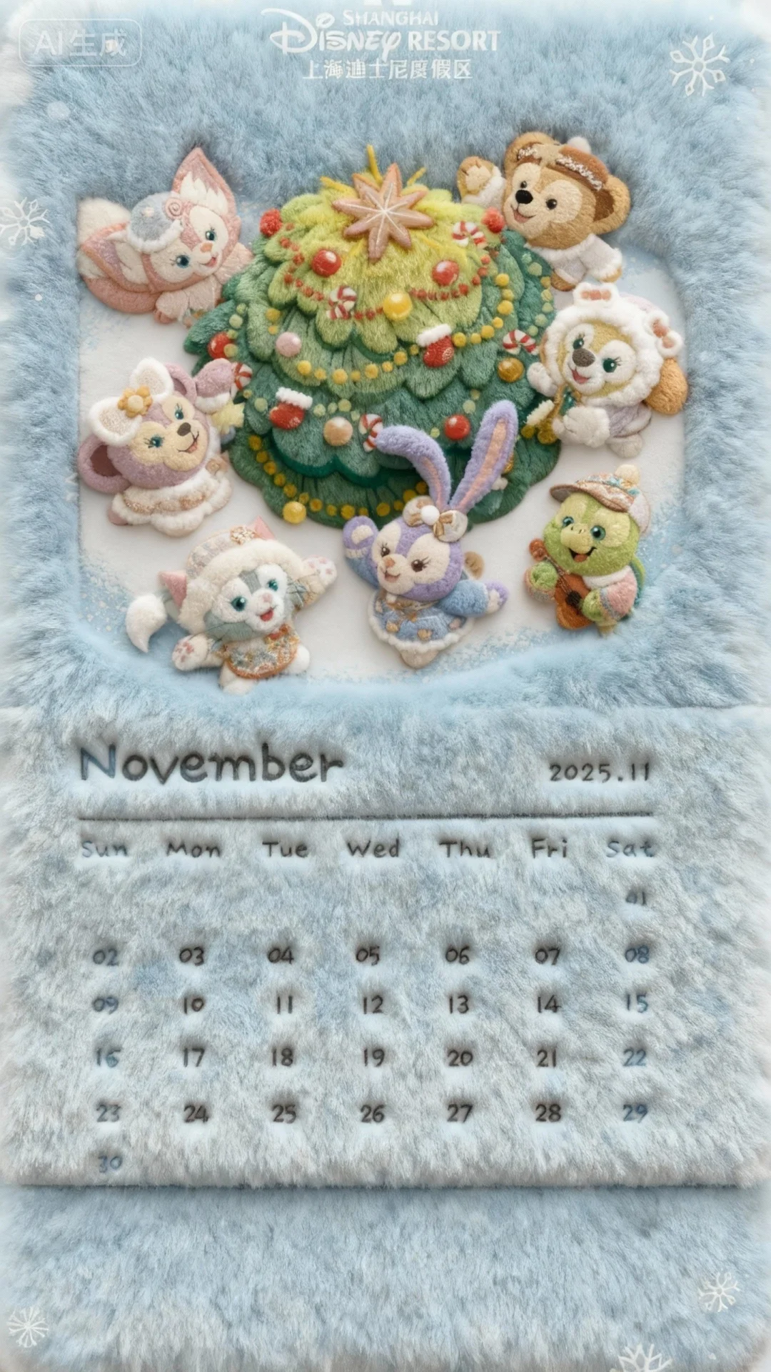 11月日历毛绒壁纸 🎄快点给手机换上吧