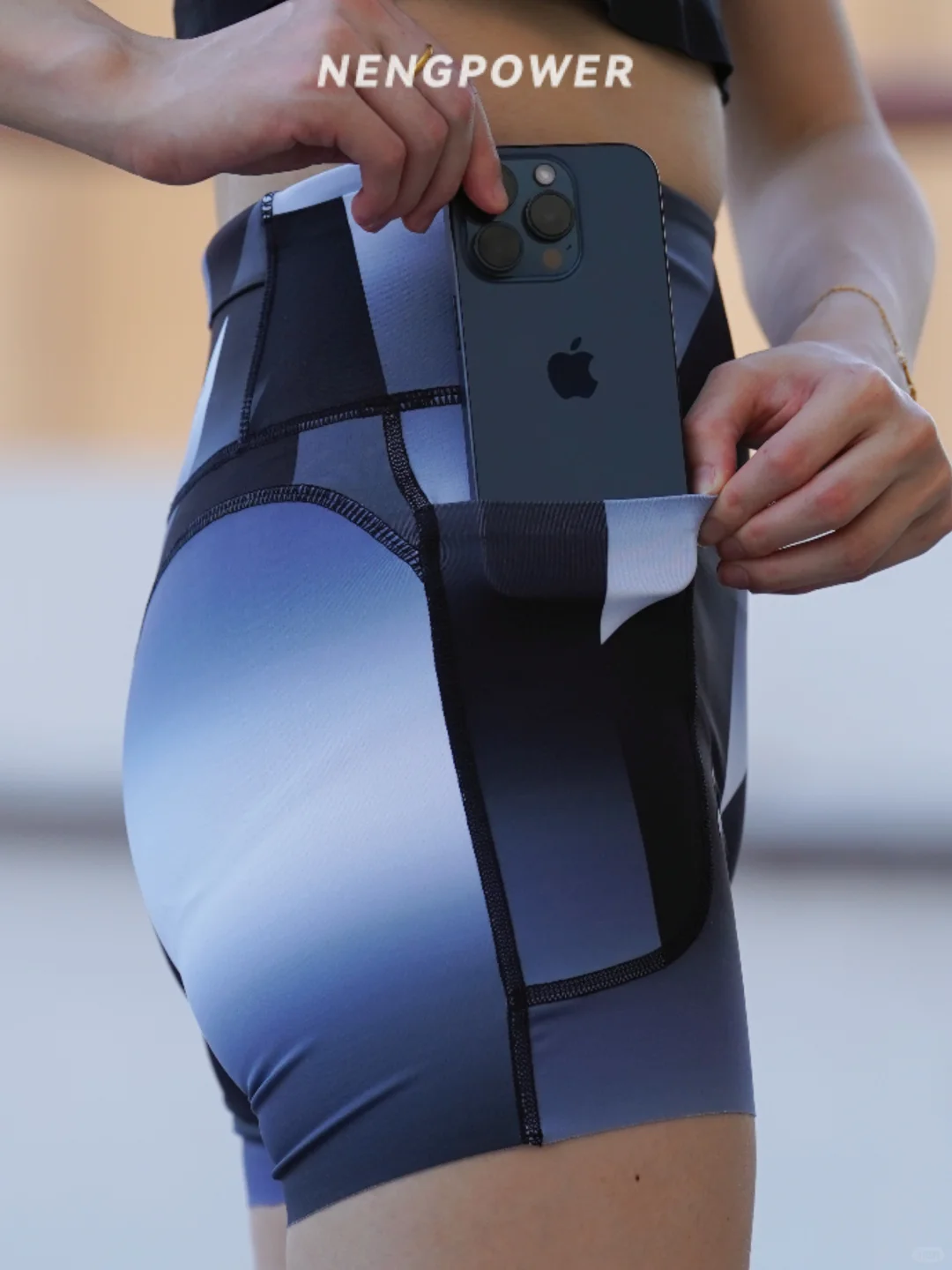 专业马拉松高腰跑步运动三分弹力裤