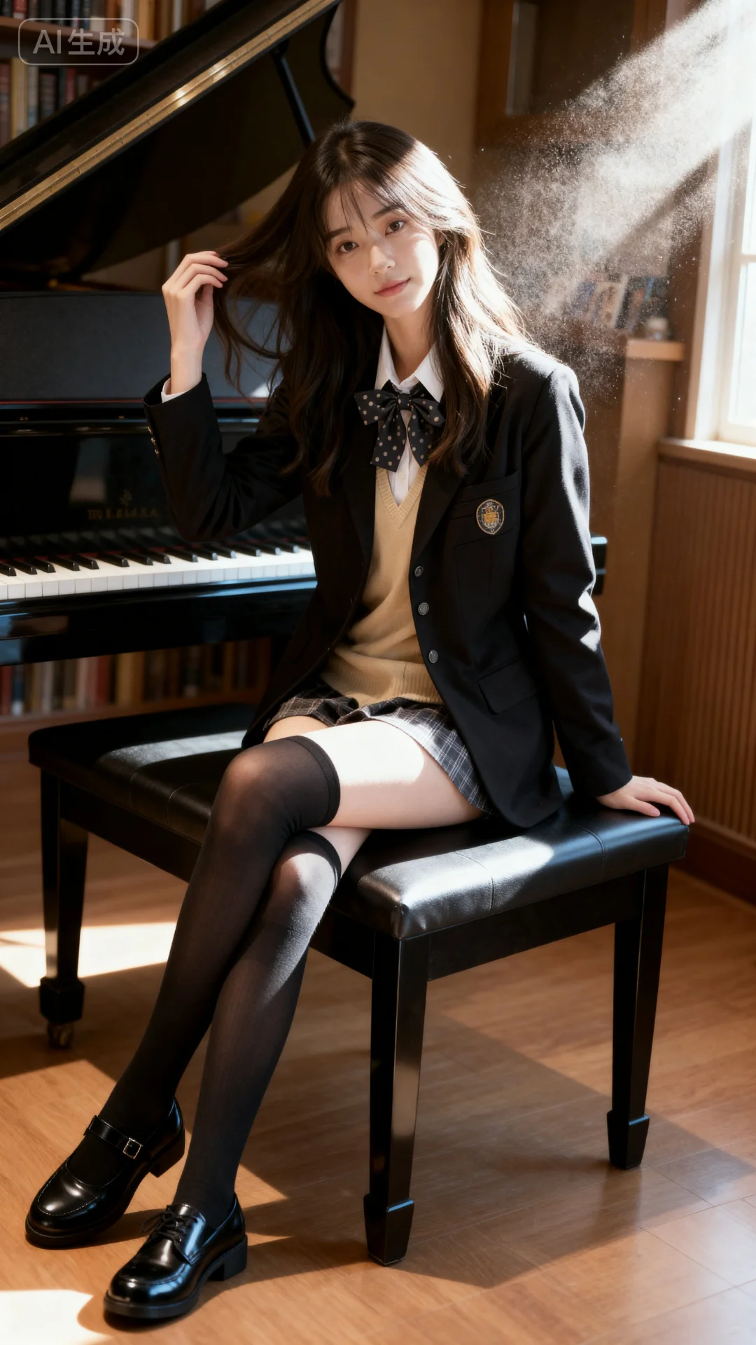 在钢琴教室拍 jk 照，氛围也是绝了