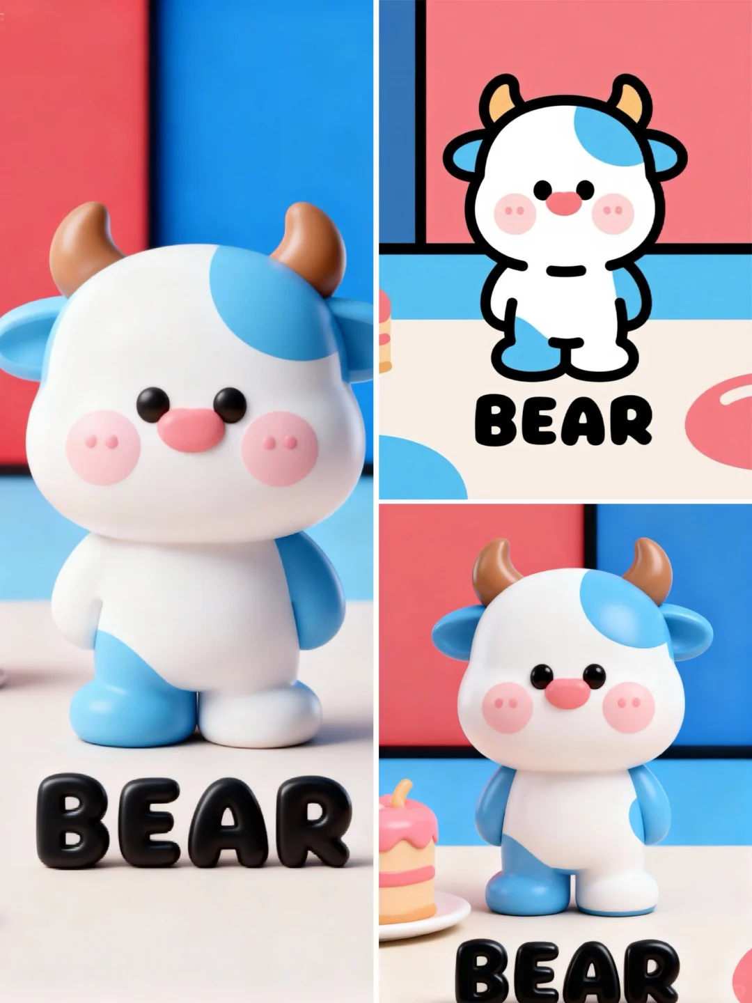 卡通小牛插画，卡通插画，手机壁纸，卡通小牛