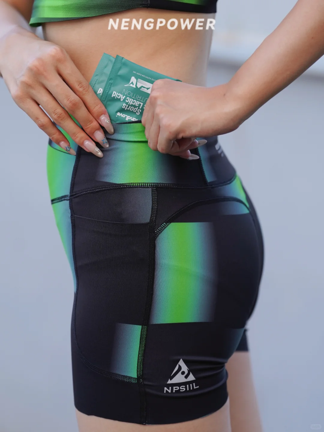 专业马拉松高腰跑步运动三分弹力裤