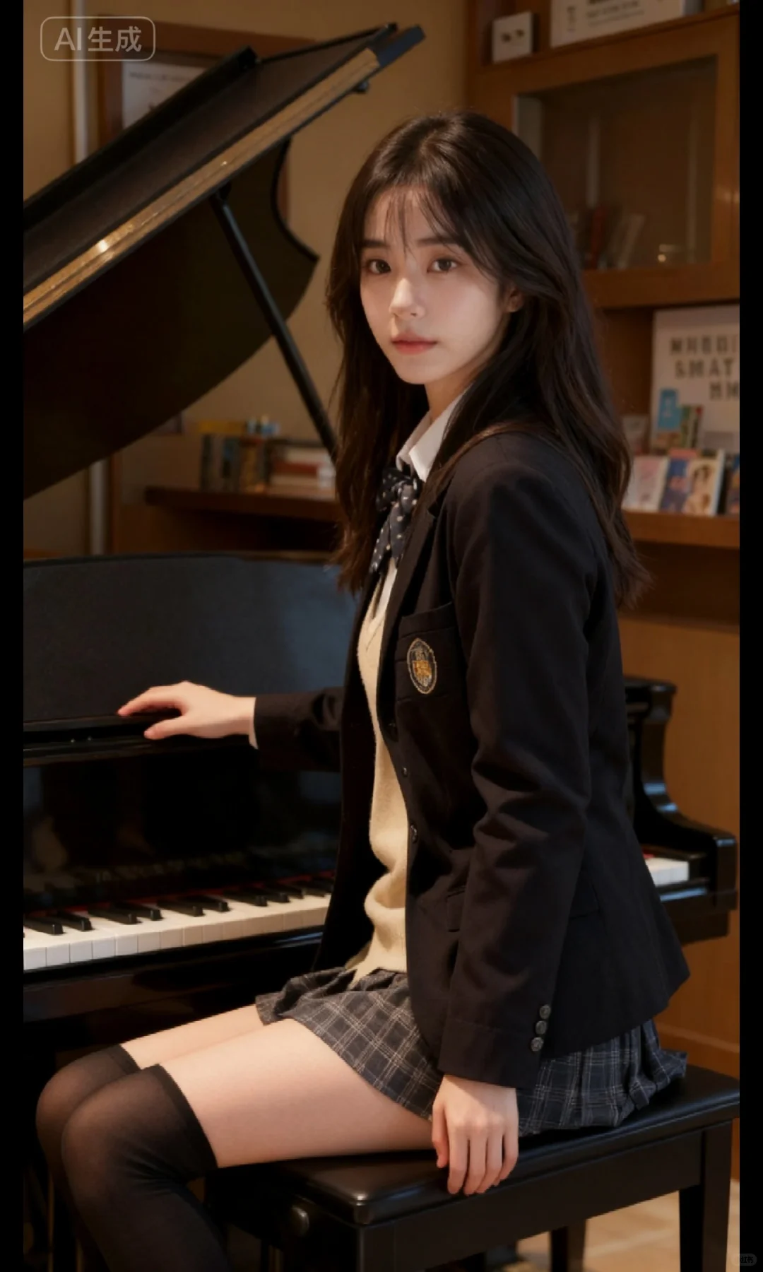 在钢琴教室拍 jk 照，氛围也是绝了