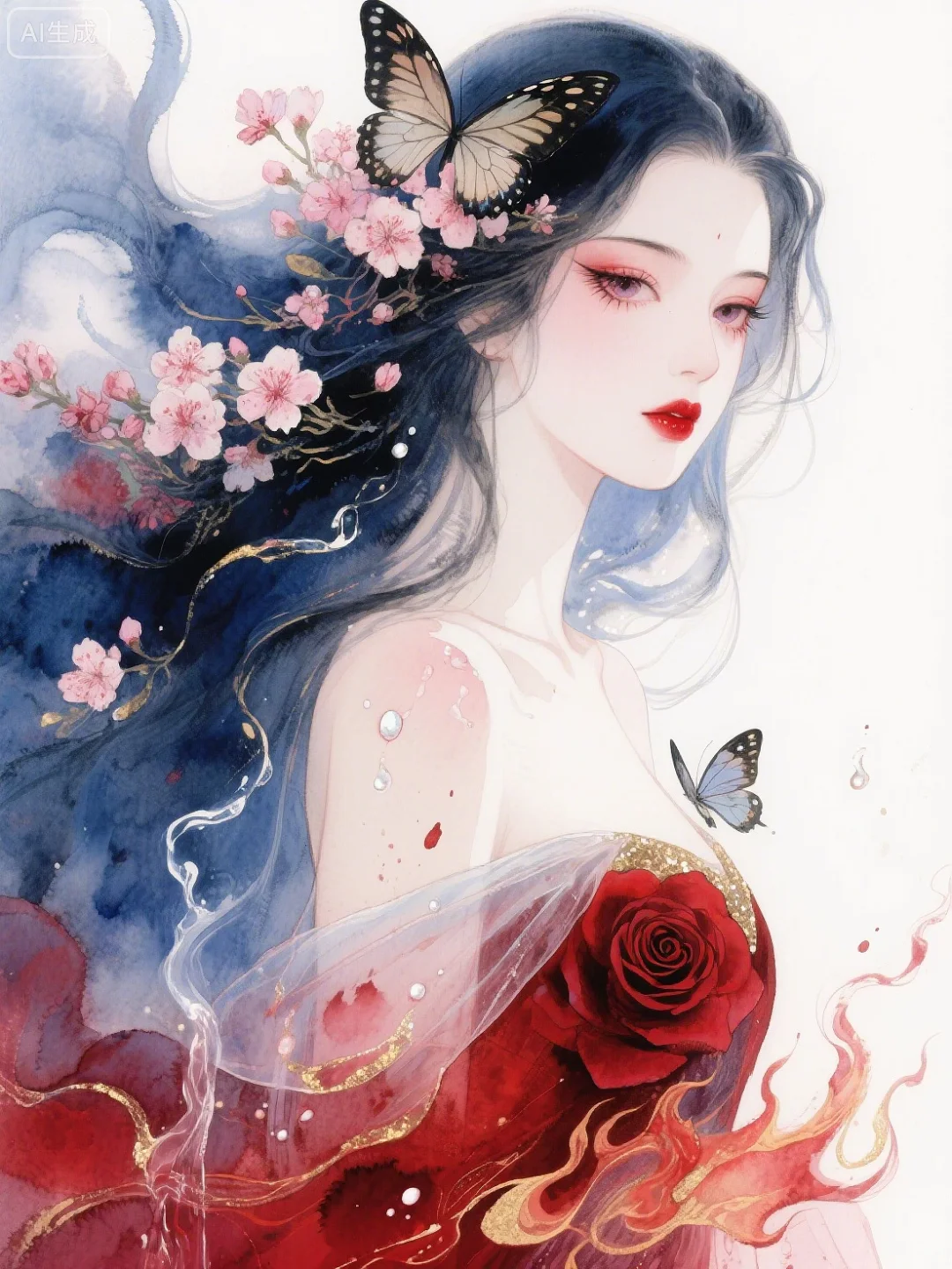 图星人AI水彩绝色｜妖媚仙女美到窒息！🎨