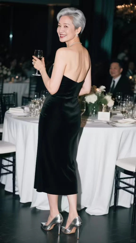 格调优雅，48岁的银灰短发阿姨质感炸裂