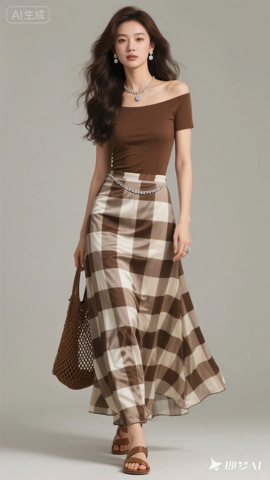 格子长裙