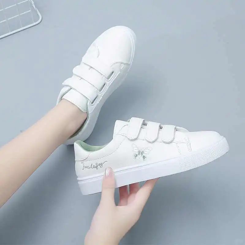 魔术贴小白鞋女2025年春秋季新款百搭透